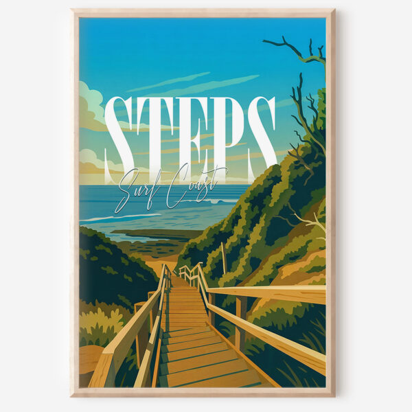 Steps Retro Travel Poster
