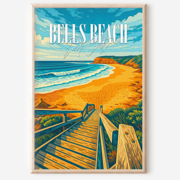 Bells Beach Retro Travel Poster