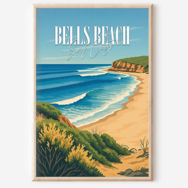 Bells Beach Retro Travel Poster
