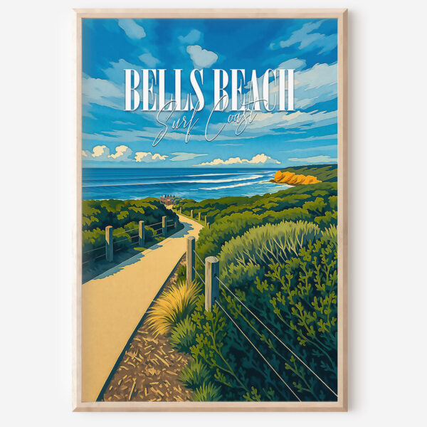 Bells Beach Retro Travel Poster