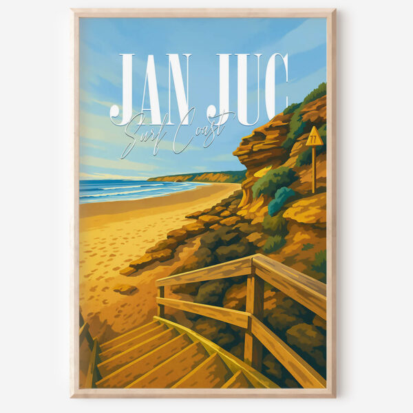 Jan Juc Retro Travel Poster