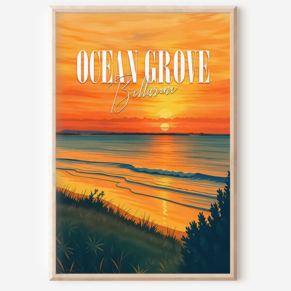 Ocean Grove Retro Travel Poster