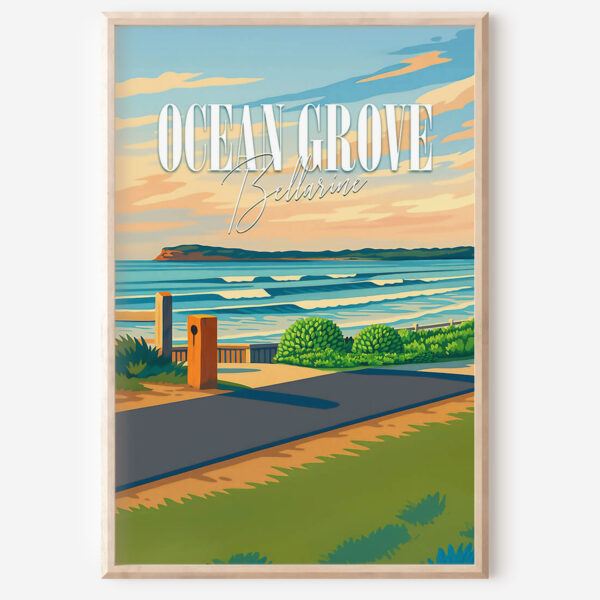 Ocean Grove Retro Travel Poster