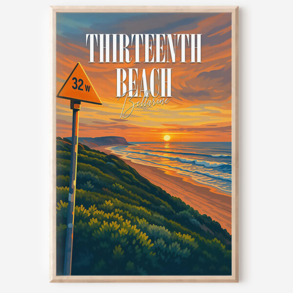Thirteenth Beach Retro Travel Poster