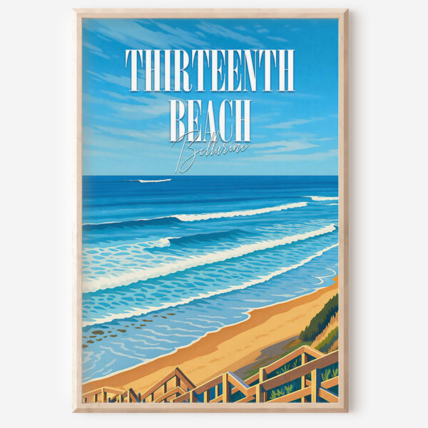 Thirteenth Beach Retro Travel Poster